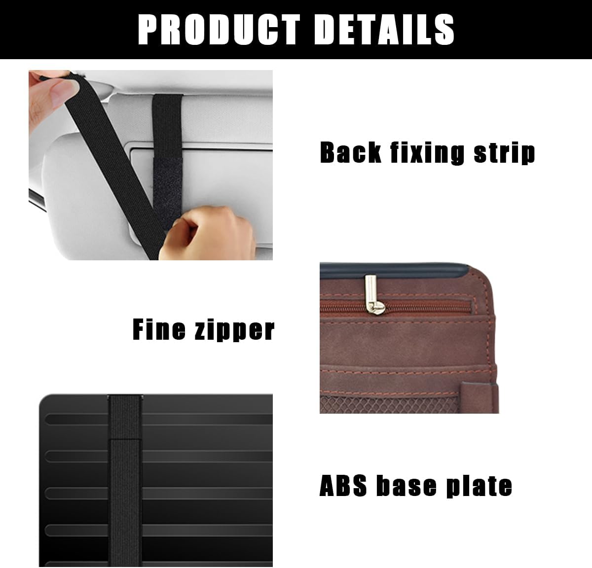 Yourkar Car Sun Visor Organizer, Soft Leather Surface Eyeglasses Note Card Holder Car Storage Bag, Scratch-Resistant Waterproof Auto Sunshade Organizer Bag, Car Accessories (Gray)
