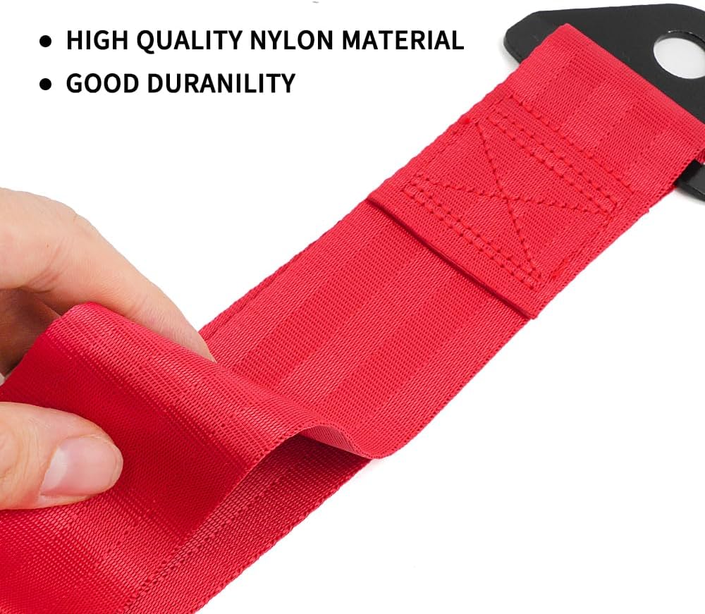 RASTP Racing Tow Strap, Car Modification Sports Trailer Belt Fit for Front or Rear Front Bumper Decorative (Red)