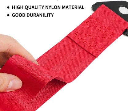 RASTP Racing Tow Strap, Car Modification Sports Trailer Belt Fit for Front or Rear Front Bumper Decorative (Red)