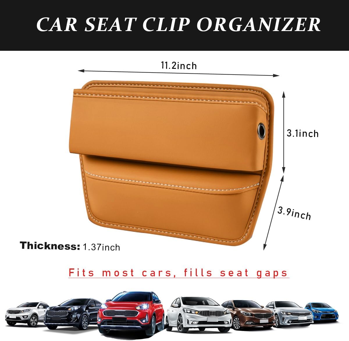 Kewucn Car Seat Gap Organizer, Adjustable Leather Front Seat Gap Filler Storage Box, Multifunctional Auto Console Side Pocket Organizer for Phone Glasses Key Card, Car Accessories (Black)