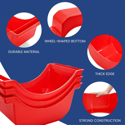 4 Pack Truck Wheel Pan, 2.8L Stackable Hub Oil Drain Pan, Red Fluid Drip Tool Trailer Wheel Catch Box for Heavy Duty Axle, Truck, Geared Engine Stand