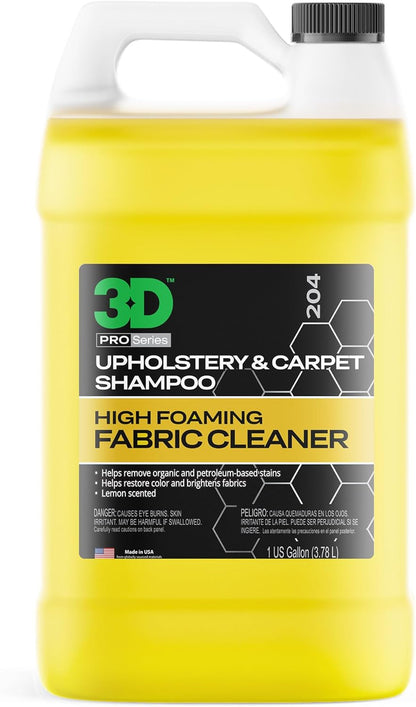3D Upholstery & Carpet Shampoo - High Foam Stain Remover & Odor Eliminator Shampoo 16oz.
