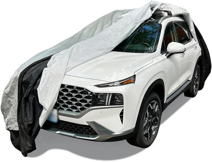 Heavy Duty Outdoor Car Cover with Patented Weighted Ground Conforming Apron Seal – Wind Resistant, Dust, & Water Protection for Automobiles - Sports Size 189 L x 75 W x 67 H inch Max