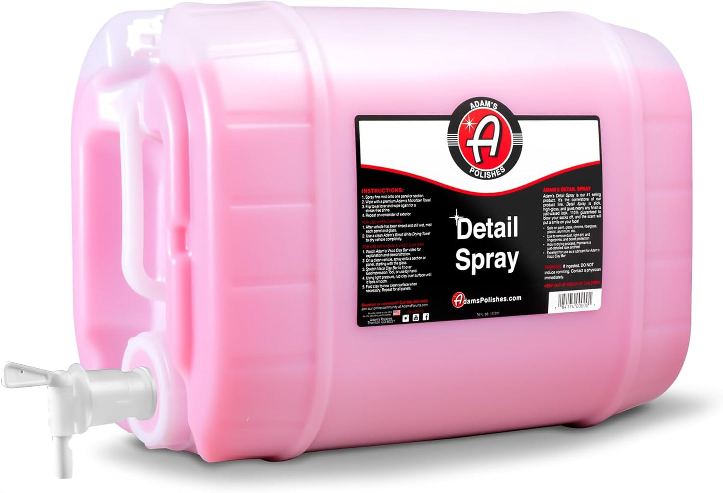 Adam's Polishes Detail Spray - Quick Waterless Detailer Spray For Car Detailing, Polisher Clay Bar & Wax Boosting Tech, Add Shine Gloss & Depth