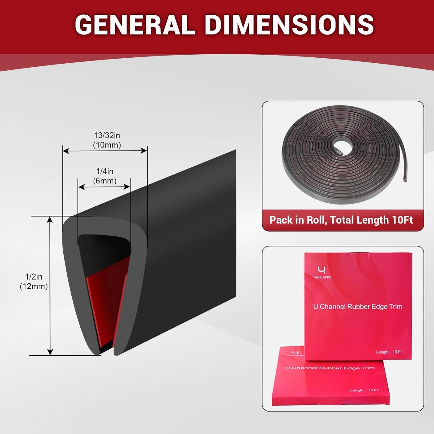 Rubber Edge Trim, 1/16" Self Adhesive Flexible U Channel Edge Protecter for Sheet Metal, Car Doors, U Shaped Sharp Edge Guards, Fit for 0-5/64" Wide Edge, Black Color, 10Ft, EPDM Material