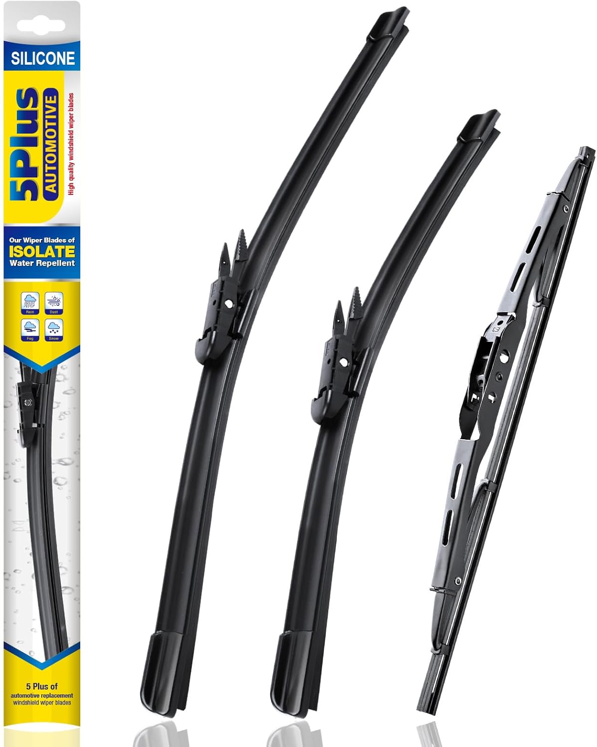 5 PLUS® Silicone Windshield Wipers Replacement for 2007-2014 Ford edge, 2007-2015 Lincoln MKX Wiper Blades(Set of 3),Automotive Replacement Windshield Wiper Blades For My Car-26"/20"/14" - Colors A