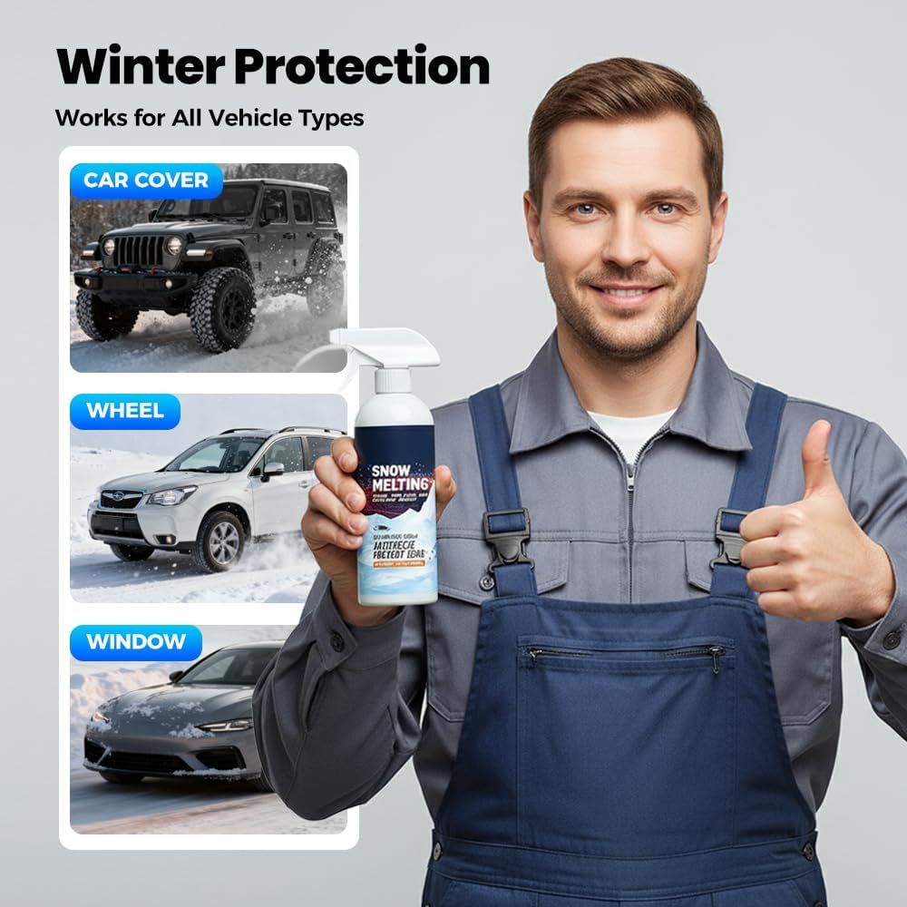 Deicing Spray 300ml,Deicer for Car Windshield,Deicing Agent,Antifreeeze Prevent Icing,Snow Melting Spray for Car Windows,Car Winter Essentials,Quick Ice & Snow Melting Spray (2pcs)