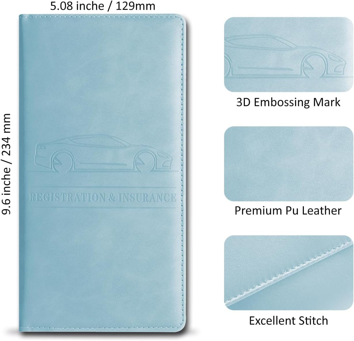 Car Accessories Registration and Insurance Holder,Leather Essential Card Magnetic Shut Vehicle Glove Box Organizer Case for Auto Driver License Document Truck Motorcycle Boat Men Women,Black