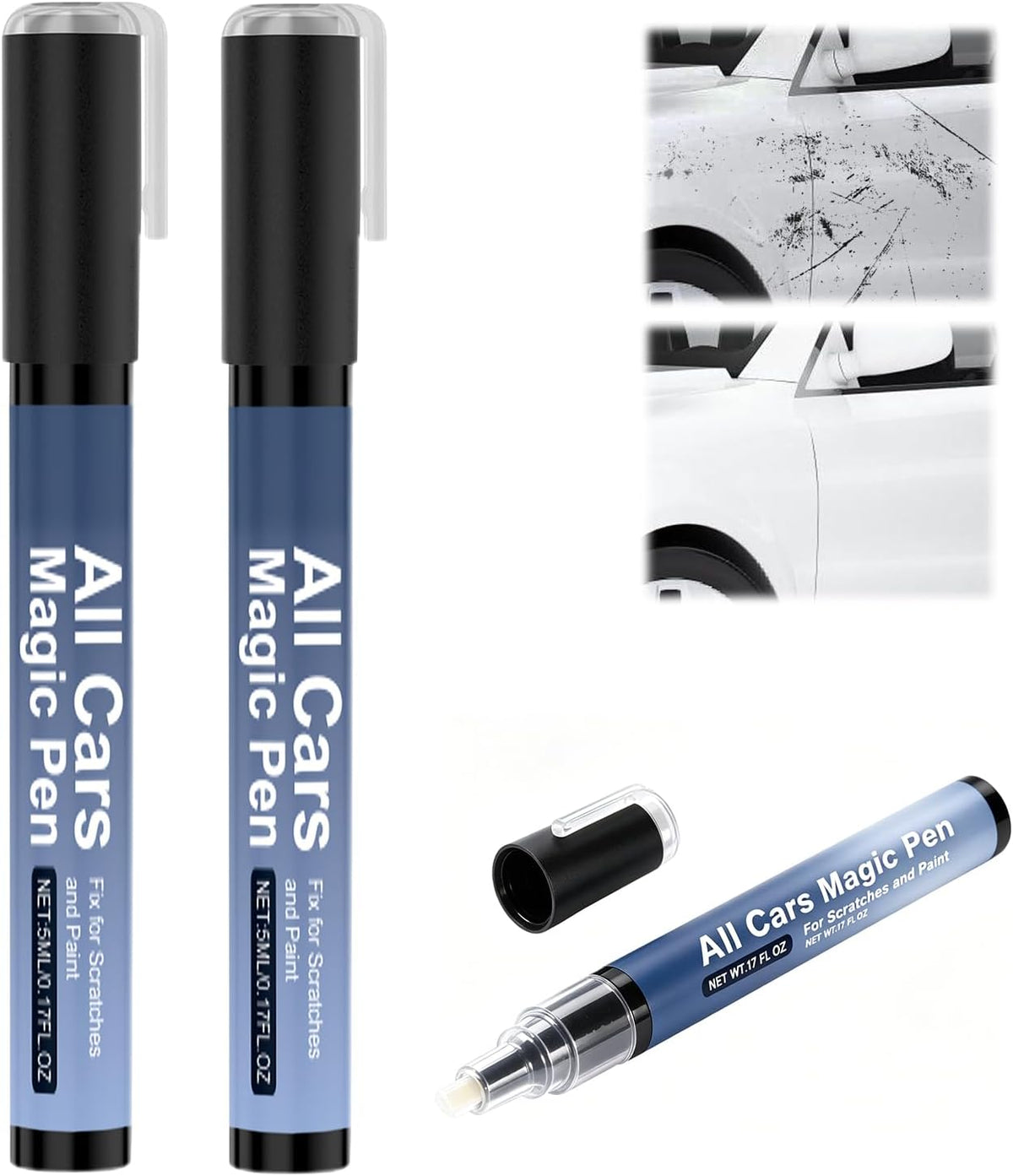 Car Scratch Pen, 2026 New Car Paint Repair Pen, Portable Auto Scratch Remover for Garage and Home Use (2PCS)