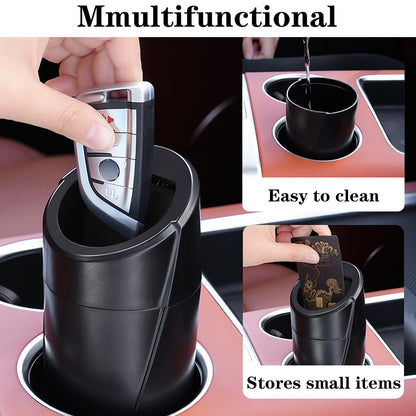 Car Trash Can Bin with Lid - Car Garbage Can Cup Holder - Pink Mini Leakproof Vehicle Garbage Bin with 20pcs Trash Bags - Automobile Organizers and Storage for Front Back Seat Accessories