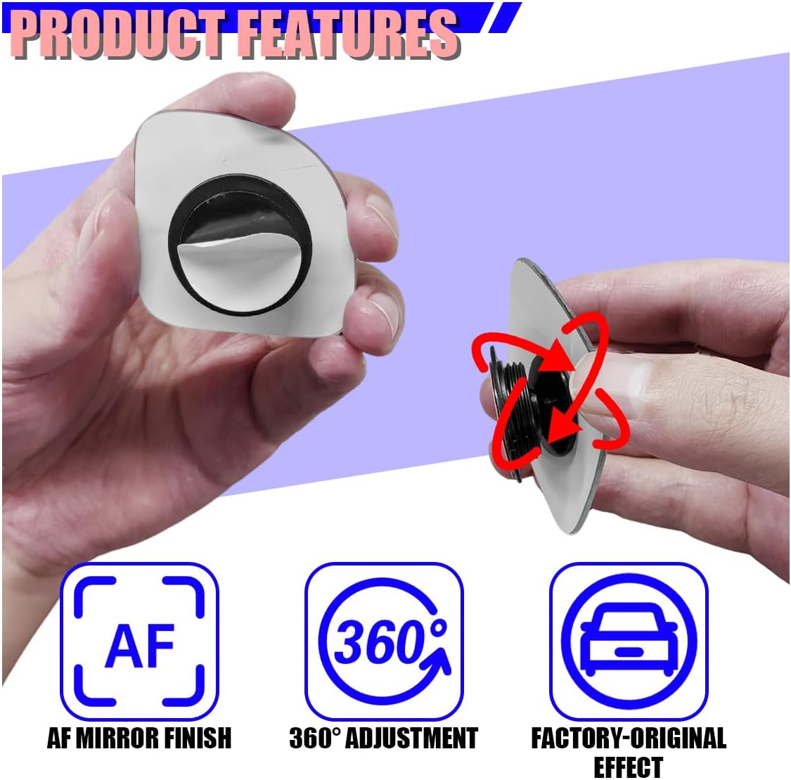 2PCS Heart Shaped Car Blind Spot Mirrors, HD Glass Wide Angle Side Mirrors for Enhanced Safety, Adjustable Frameless Rear View Mirror, Universal Car Exterior Accessories(Heart)