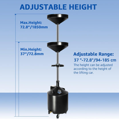 HKTE 2.6Gallon（10L） Oil Drain Pan, Heavy Duty Leak-Proof Low Profile HDPE Container with Wide Mouth Funnel & Reinforced Handles for Cars, SUVs & Trucks