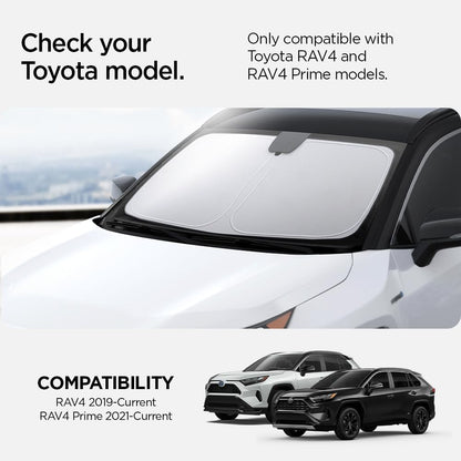 Spigen ZeroGap Windshield Sunshade for Tesla Model Y & 3, Maximum UV & Heat Protection, Dual Layer with Pocket | Car Accessories for Model Y Juniper, Model Y L, Model 3 Highland | Gift for Tesla Owner
