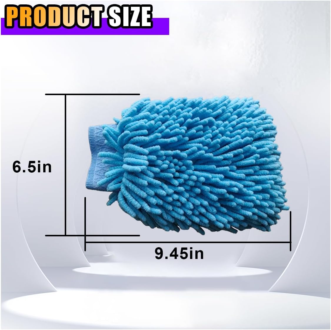 JOYCOURT 2PCS Microfiber Soft Chenille Car Wash Mitts, Scratch and Lint Free Car Dusting Glove, Double Sided Wash Mitt, Ultra Absorbent for Car Washing, Home Cleaning Mitt (Blue&Yellow)