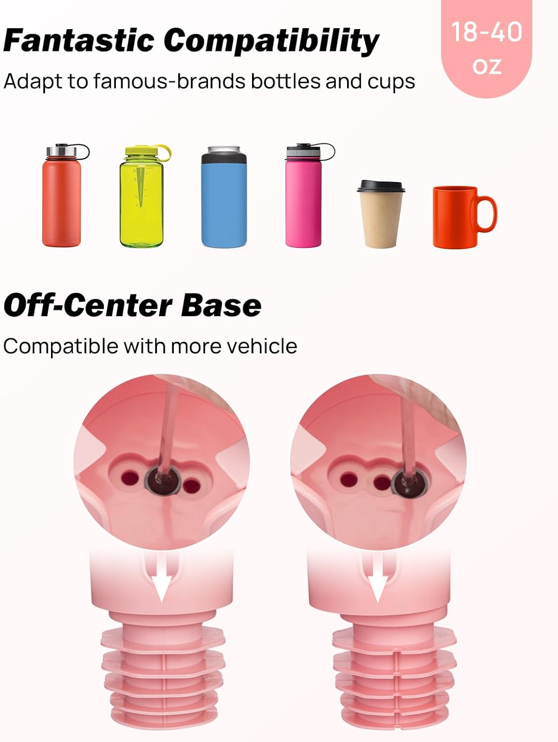 JOYTUTUS Cup Holder Phone Mount for Car, Car Cellphone Large Adapter Long Arm with 360 Degree Rotation, Compatible iPhone, Samsung & All Smartphones,Black,1 Pack