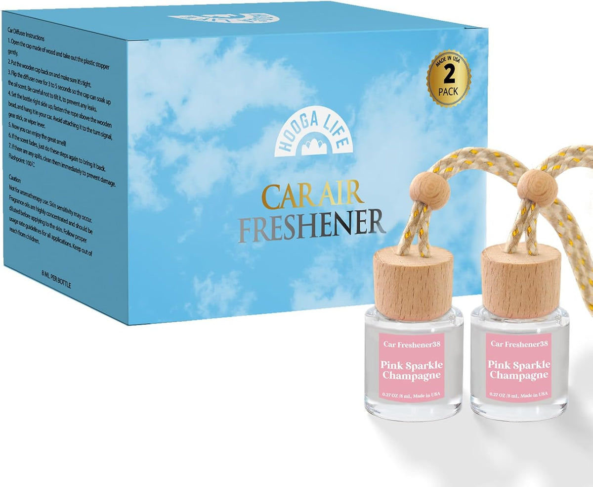 HoogaLife Car Air Freshener Diffuser 2 Pack Hanging Air Freshener Diffuser - Vanilla Cream Fragrance Oil Air D iffuser for Car, 45+ days Long Lasting Fragrance Made in USA C ar Air Fresheners (V54)