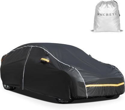 Car Cover Waterproof All Weather,6 Layers Car Covers for Automobiles, Full Exterior Cover with Zipper, Outdoor Car Cover Sun UV Rain Snow Wind Protection, Fit for 185"(185*70*59 inch)Sedan