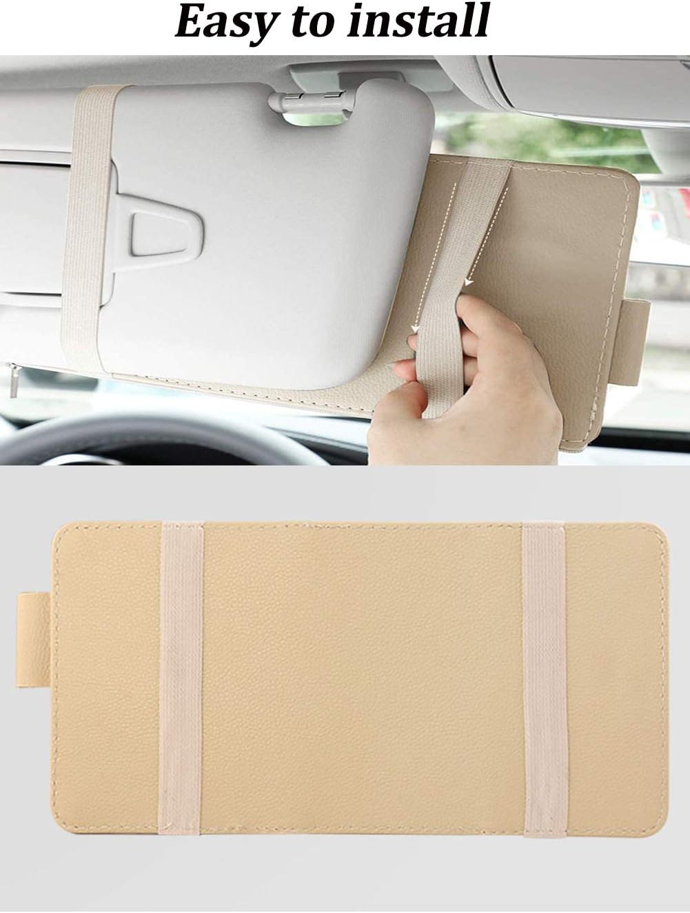 Car Visor Organizer, Auto Interior Accessories, Car Truck SUV Storage Pouch Holder, with Multi-Pocket Net Zipper (Black)