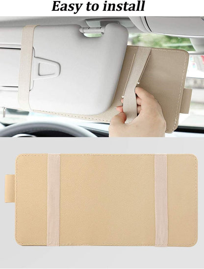Car Visor Organizer, Auto Interior Accessories, Car Truck SUV Storage Pouch Holder, with Multi-Pocket Net Zipper (Black)