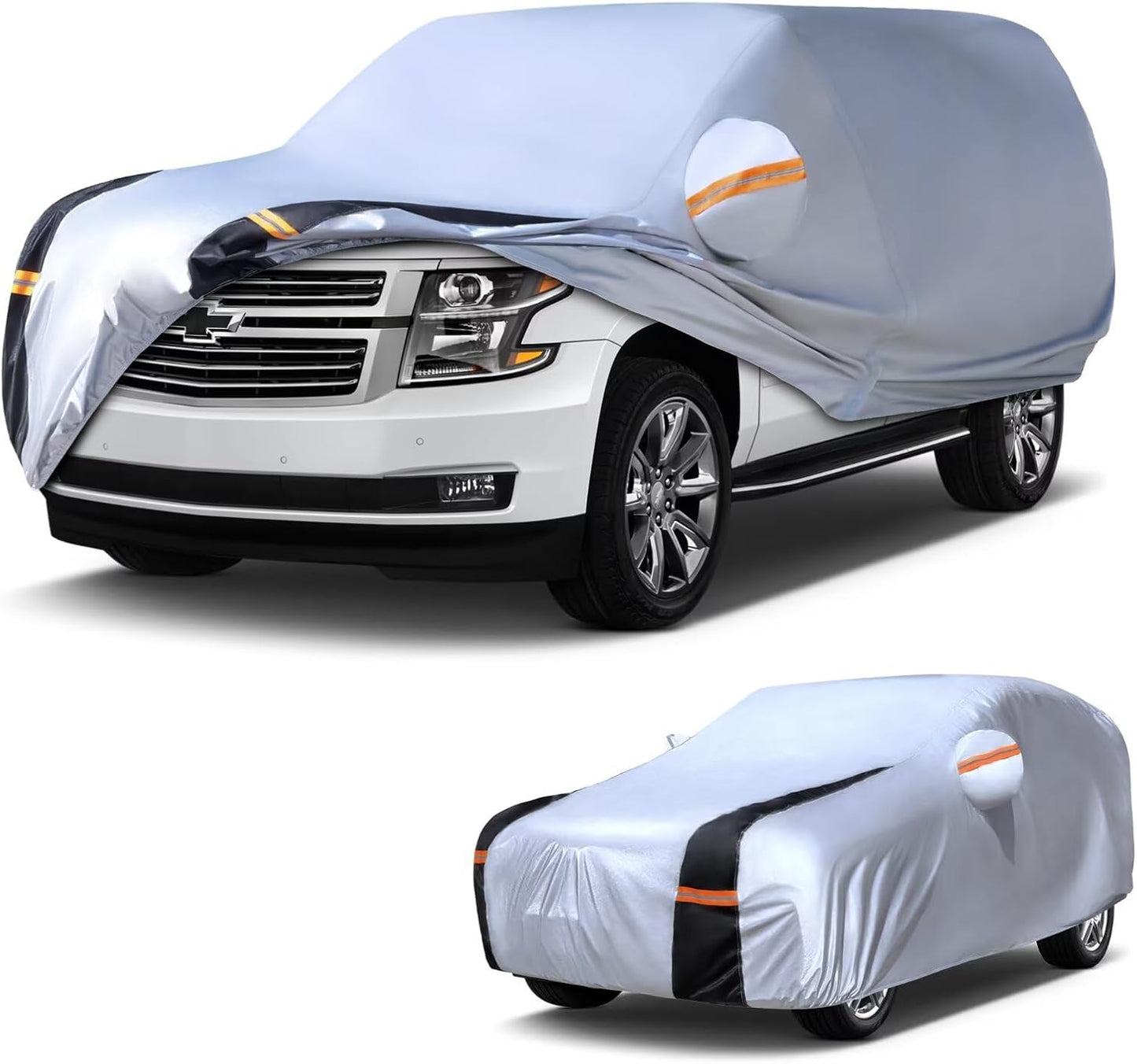Large SUV Car Cover for Chevy Suburban 100% Waterproof All Weather, Heavy Duty Outdoor Full Exterior Covers Rain Sun Wind UV Protection. - Colors A