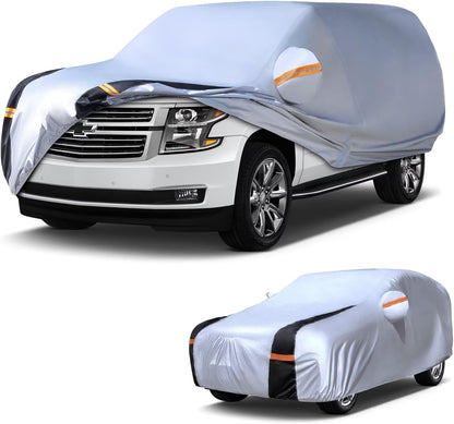 Large SUV Car Cover for Chevy Suburban 100% Waterproof All Weather, Heavy Duty Outdoor Full Exterior Covers Rain Sun Wind UV Protection. - Colors A
