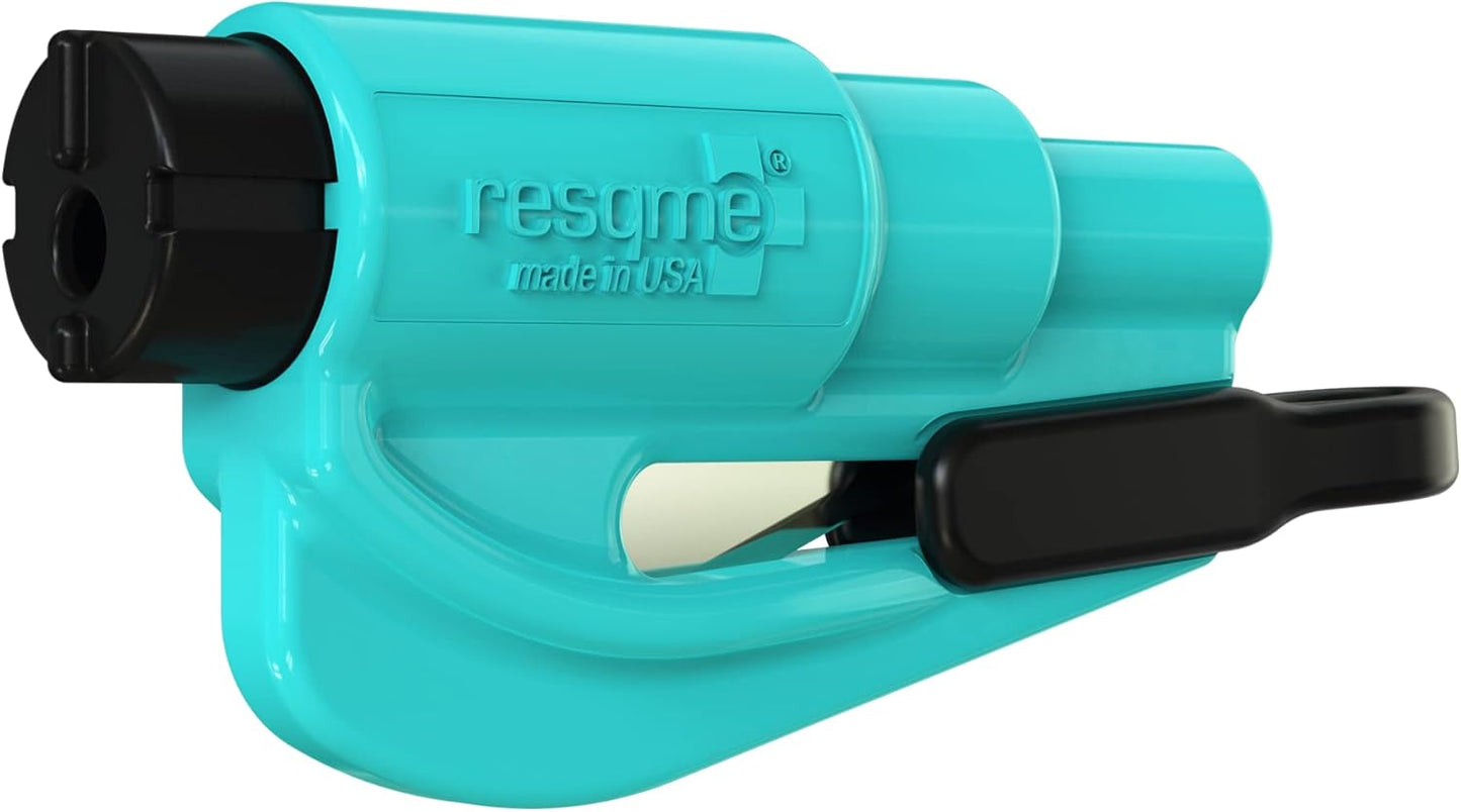 resqme The Original Emergency Keychain Car Escape Tool, 2-in-1 Seatbelt Cutter and Window Breaker, Made in USA, Yellow - Compact Emergency Hammer