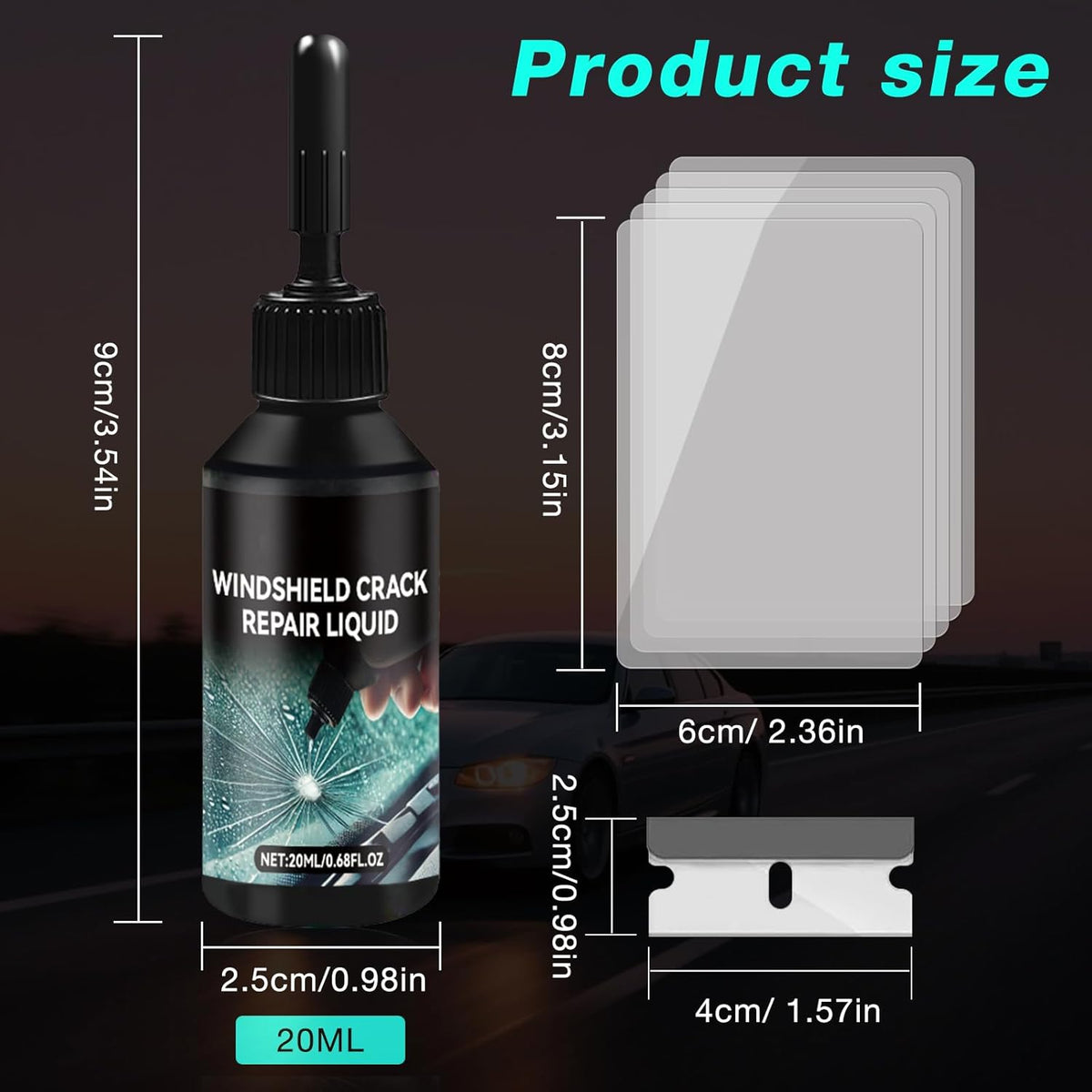 Windshield Repair Kit - 2026 Latest Upgrade Nano Glass Crack Repair Kit, Glass Repair Liquid for Quick Fix Windshields, Windows, Mirrors (1 Set)