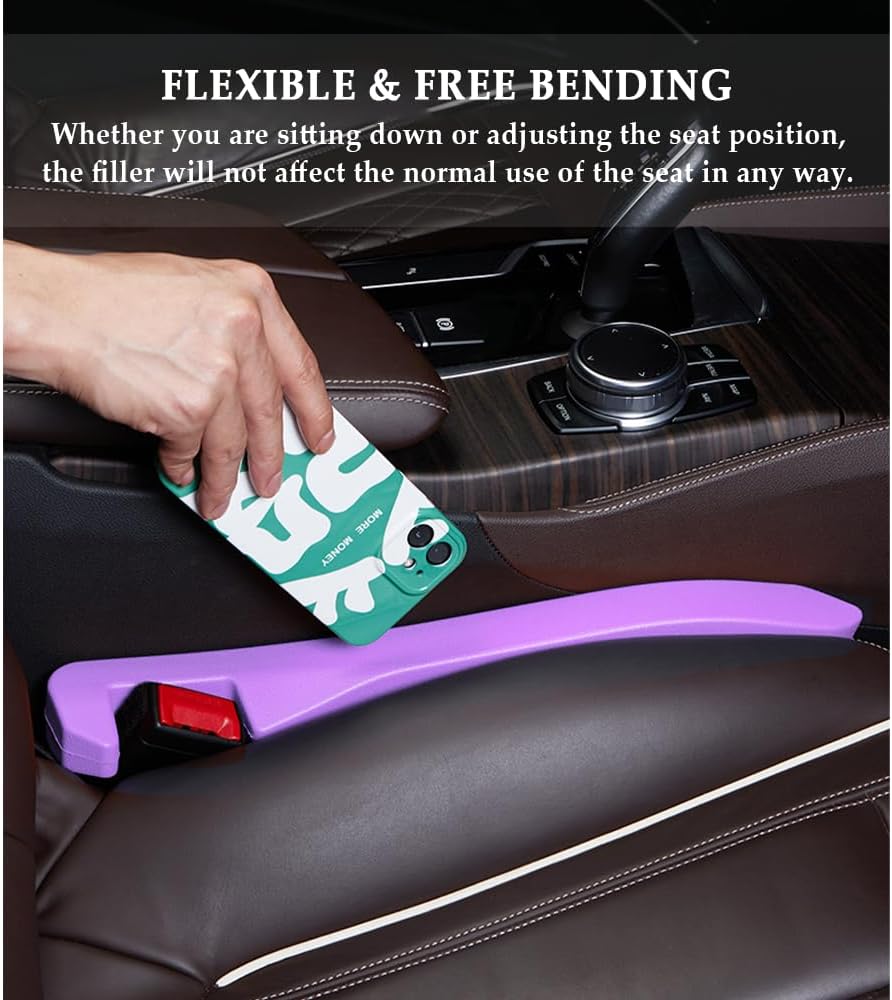 IHOTDER 2PCS Car Seat Gap Filler - Car Seat Gap Filler Organizer for Holding Phone,Key,Purse - Universal Car Gap Filler Fits Car Truck SUV Car Interior Accessories (Black/2PCS)…