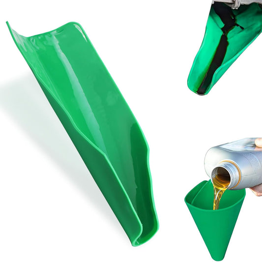 Reused Flexible Foldable Oil Funnel, Multi-Purpose Form a Funnels for Automotive Use, Easy to Clean Small Wide Mouth Funnel for Oil Drain, Available in Green