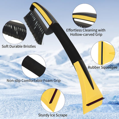 Snow Brush with Ice Scrapers for Car Windshield, Car Brush with Foam Grip, Winter Accessories, Wider Snow Scraper for Window, SUVs, Cars, Detachable Snow Removal Tool, Scratch-Free (Green)