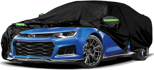 Car Cover Waterproof All Weather for Automobiles, Outdoor Full Exterior Covers for Sedan Black(Suggest Car Length from 194"-208")