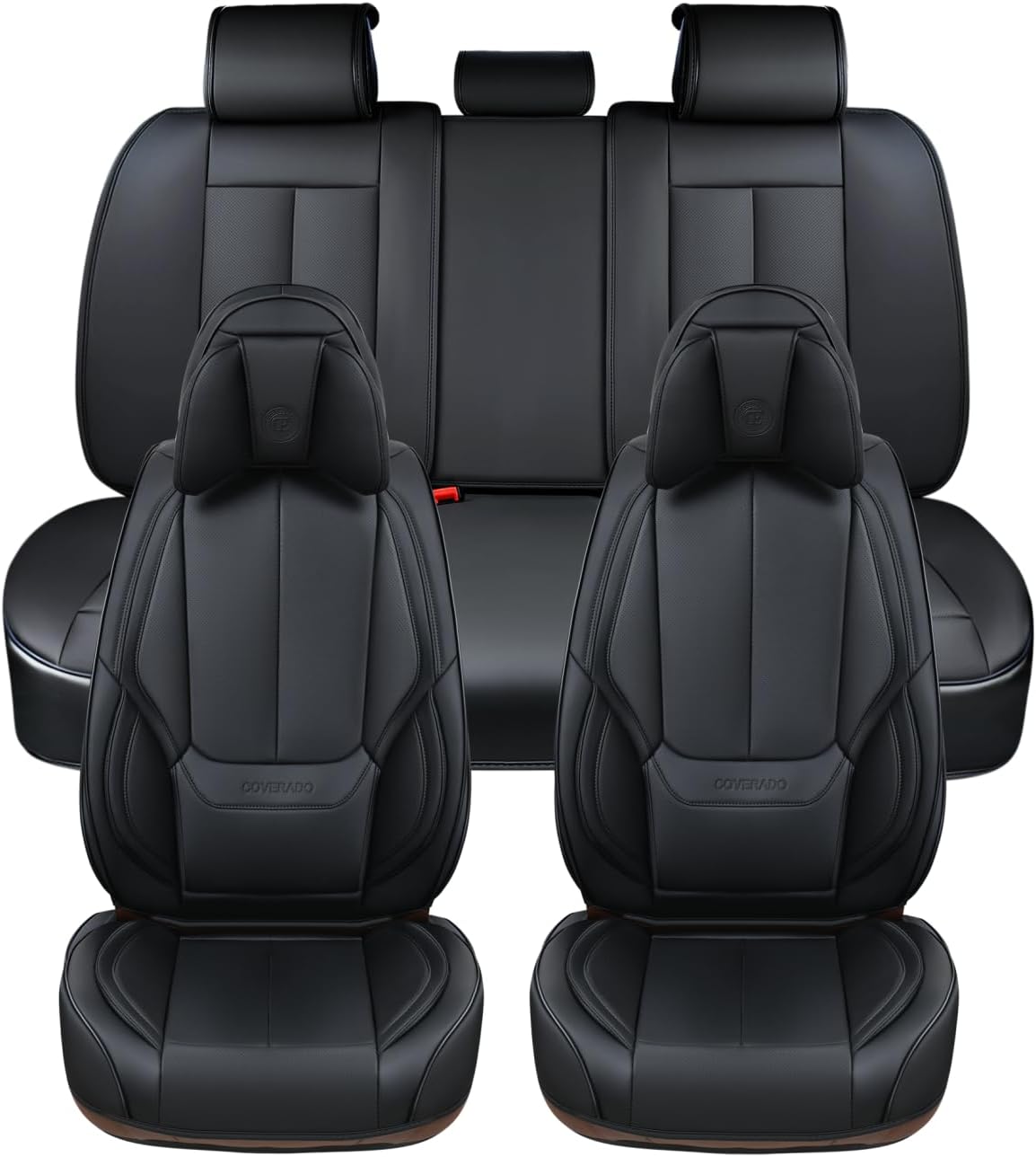 Coverado Seat Covers Full Set, Black Seat Covers for Cars 5 Seats, Car Seat Protector, Waterproof Nappa Leather Car Seat Cushion, Front and Rear Car Seat Cover Fit for Most Sedans SUV Pick-up Truck - Colors B
