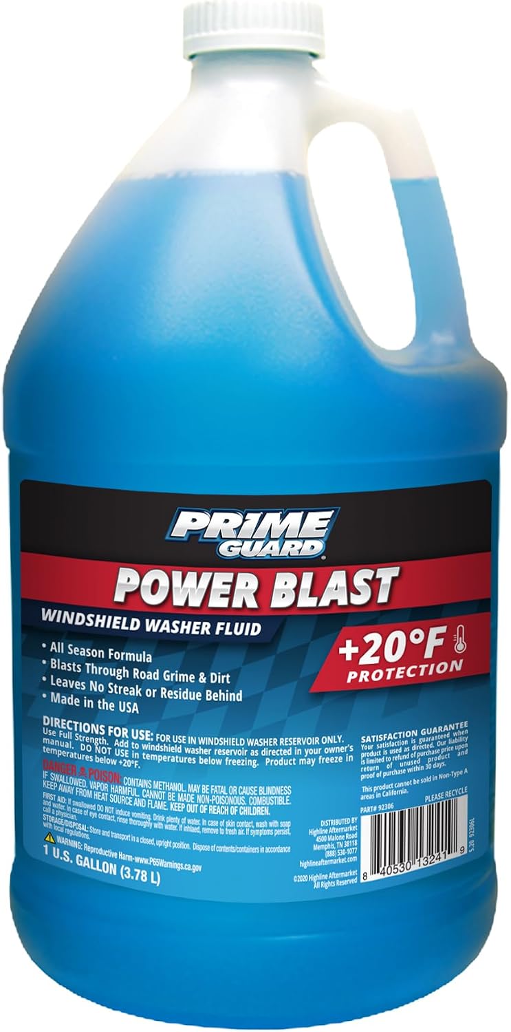 Prime Guard -35°F All Season Blast Windshield Washer Fluid | De-Icer Formula, Removes Ice, Bugs & Road Grime | Ready-to-Use & Safe for All Vehicles | 1 Gallon