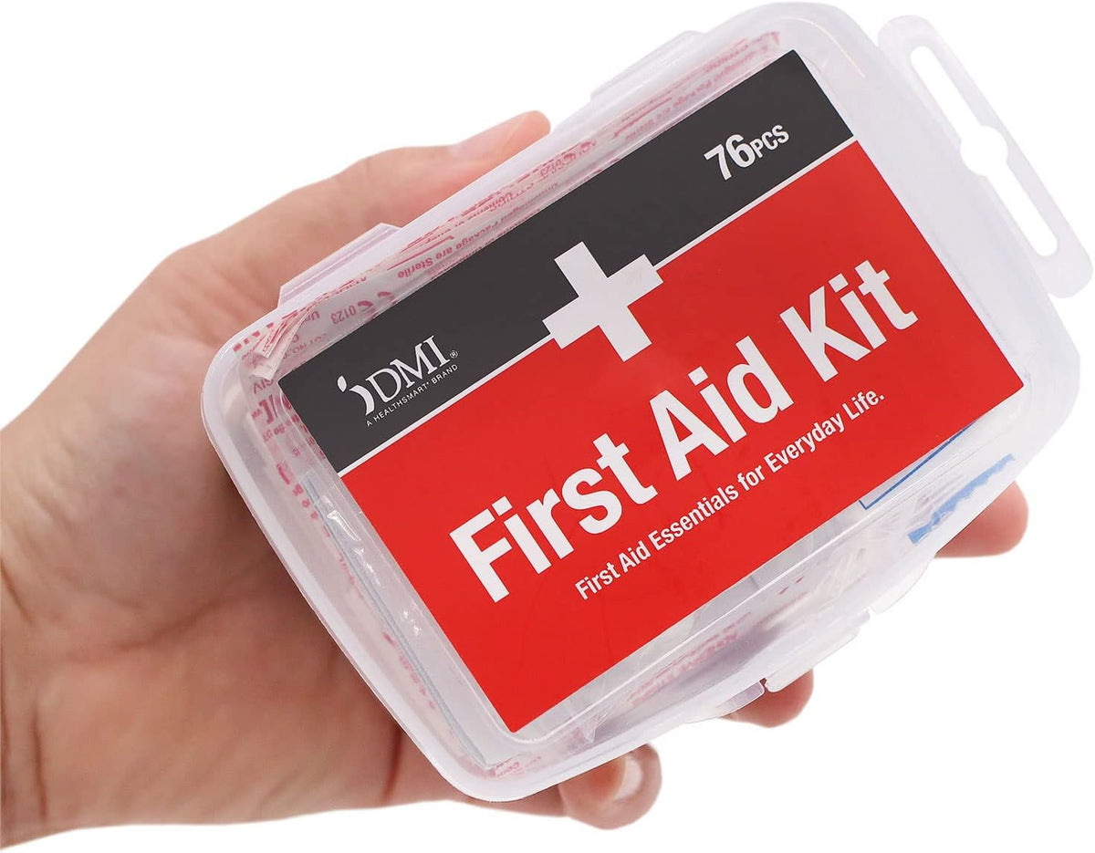 DMI First Aid Kit, Mini 20 Piece Kit, Small and Compact All Purpose Use for Minor Cuts and Scrapes, Durable Water Resistant Case, Convenient and Portable, White, 1 Count
