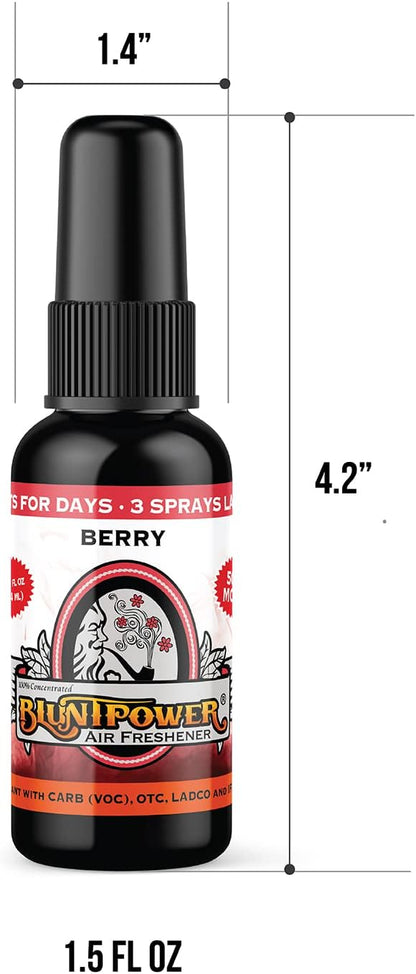 BluntPower (Baby Powder, 1 Pack) Concentrated Air Freshener Spray - Oil-Based Room Diffuser Spray - Long-Lasting Bathroom Scent, Car Freshener & Odor Eliminator - Colors A
