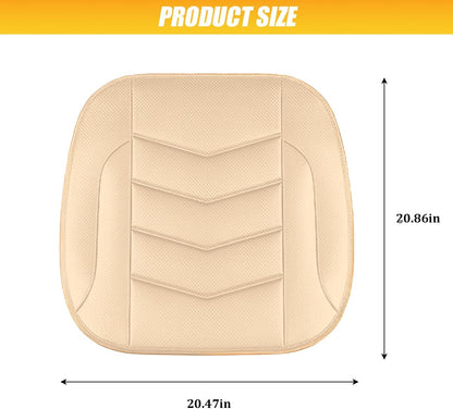HZEL Car Front Bottom Seat Cover, Breathable Leather Full Wrapped Non-Slip Bottom Driver Seat Cushion with Storage Pocket, Comfortable Auto Interior Chair Protection Cover, Universal Fit (Coffee)