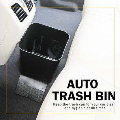 Car Trash Can for Vehicles Leakproof Compact Garbage Bin w/Stability Flap, Anti-Slip Base, Portable Trash Holder for Cars, Trucks, SUVs, Minivans (Black, Large)