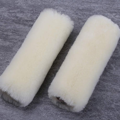 OGLAND Authentic Sheepskin Car Seat Belt Pad,2 Pack Soft Seat Belt Cover for Shoulder Pad Neck Cushion Protector Car Accessories by Genuine Natural Merino Wool (Misty Gray) - Colors B