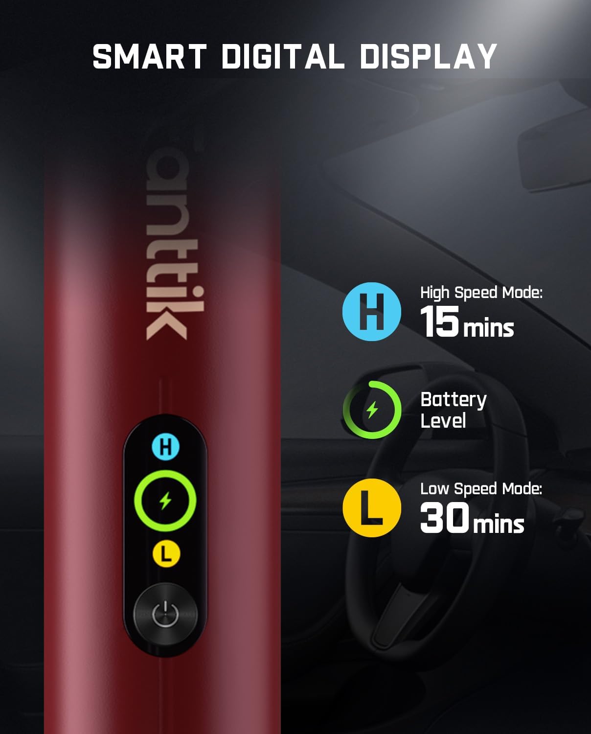 Fanttik Slim V10 APEX Cordless Car Vacuum, 4-in-1 Portable Mini Handheld Vac, 19kPa Suction Power, Upgraded Smart Digital Display, 2 Suction Modes for Small Jobs, Car, Office Desk, Keyboards (Black)