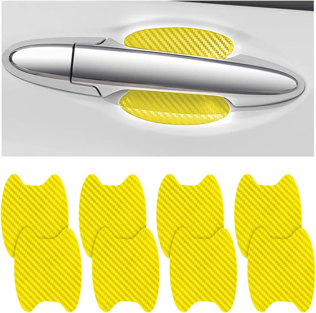 4PCS Sticker, Carbon Fiber Anti-Scratches Car Door Cup Protector, Non-Marking Auto Door Handle Protective Film, Universal for Most Car Handles (Black/4PCS)
