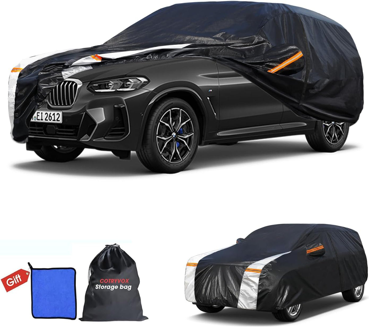 Large SUV Car Cover for Chevy Suburban 100% Waterproof All Weather, Heavy Duty Outdoor Full Exterior Covers Rain Sun Wind UV Protection. - Colors C