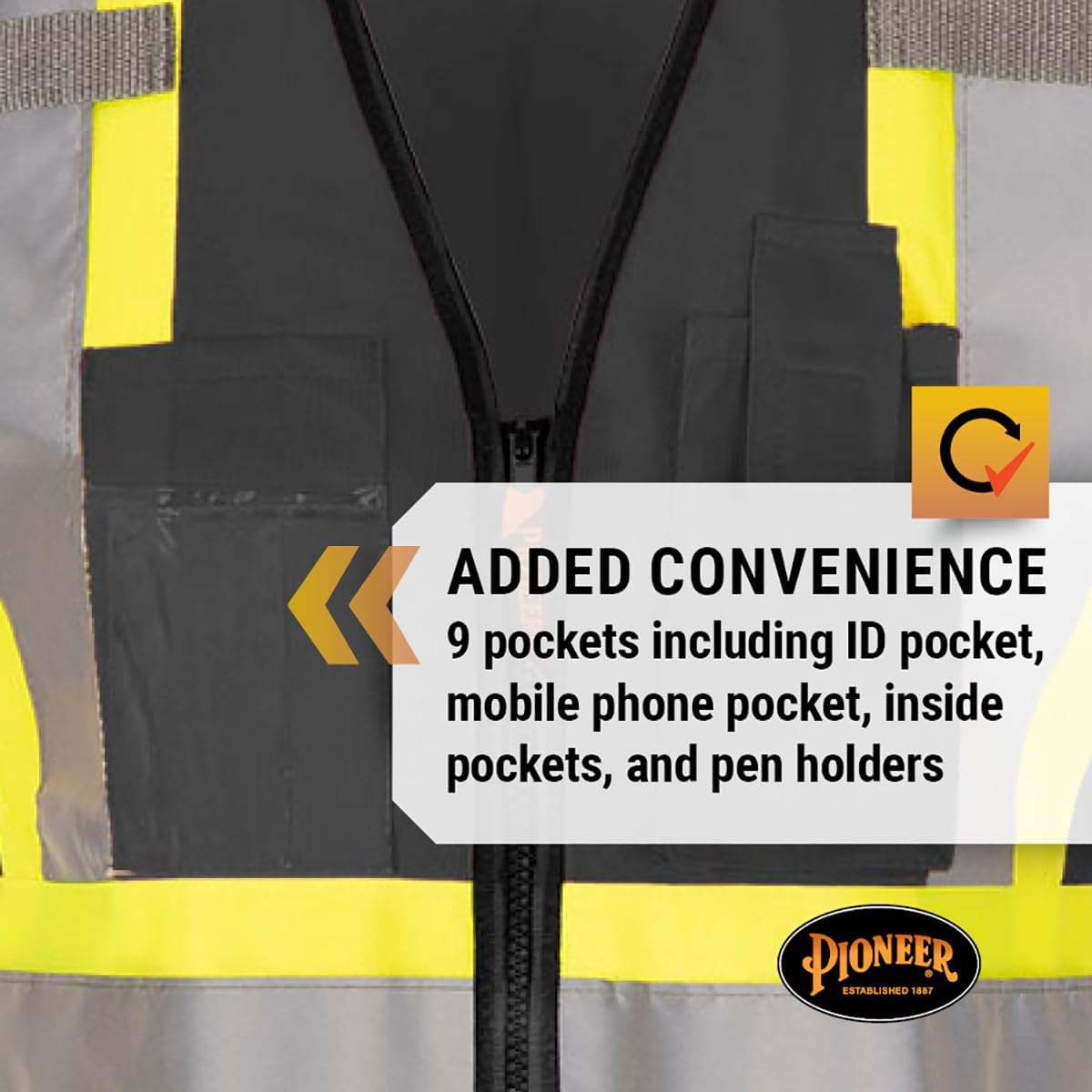 Pioneer Safety Vest for Women With Pockets - Hi-Vis Reflective Tape - For Construction