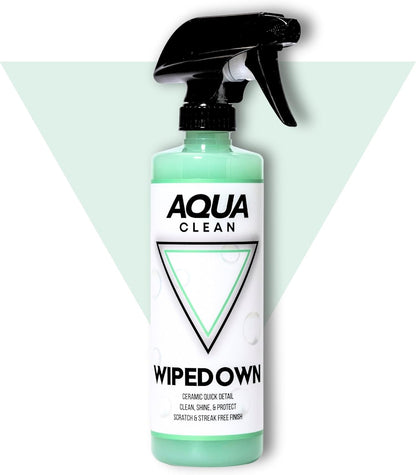 AquaClean WIPEDOWN Ceramic Quick Detailer & Waterless Wash | Car, Truck, Boat, RV, Motorcycle & Off-Road | Hydrophobic Coating | UV Protection | Clean, Shine & Protect | USA Made | 16oz