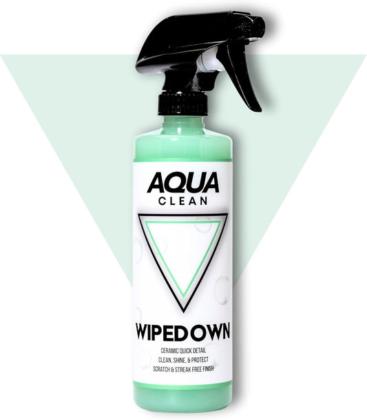 AquaClean WIPEDOWN Ceramic Quick Detailer & Waterless Wash | Car, Truck, Boat, RV, Motorcycle & Off-Road | Hydrophobic Coating | UV Protection | Clean, Shine & Protect | USA Made | 16oz