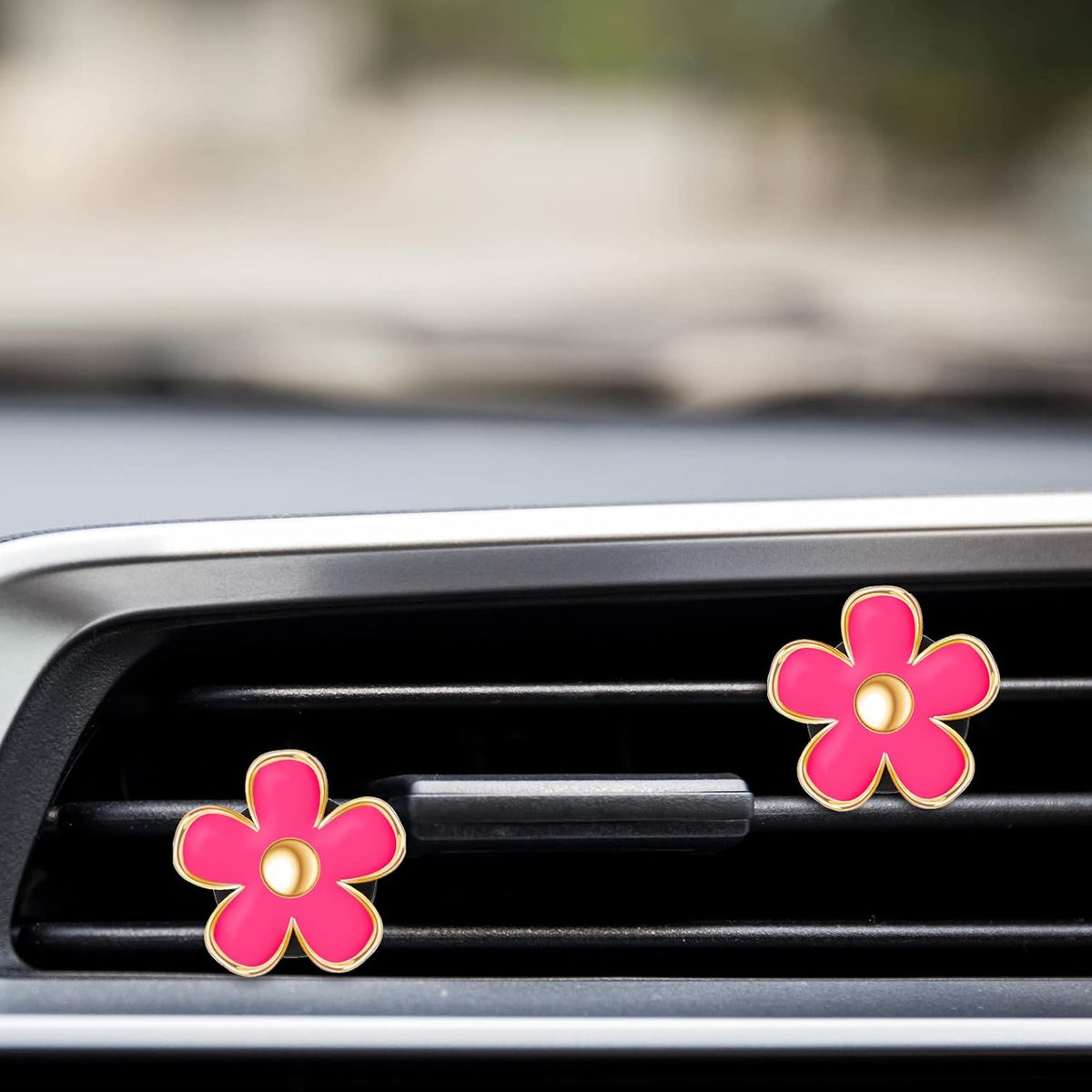 Frienda 6 Pcs Daisy Flower Air Vent Clip Accessories Air Conditioning Outlet Clip Car Air Freshener Dashboard Accessories Charm Car Inter Decor(3 cm, 3.3 cm,White)