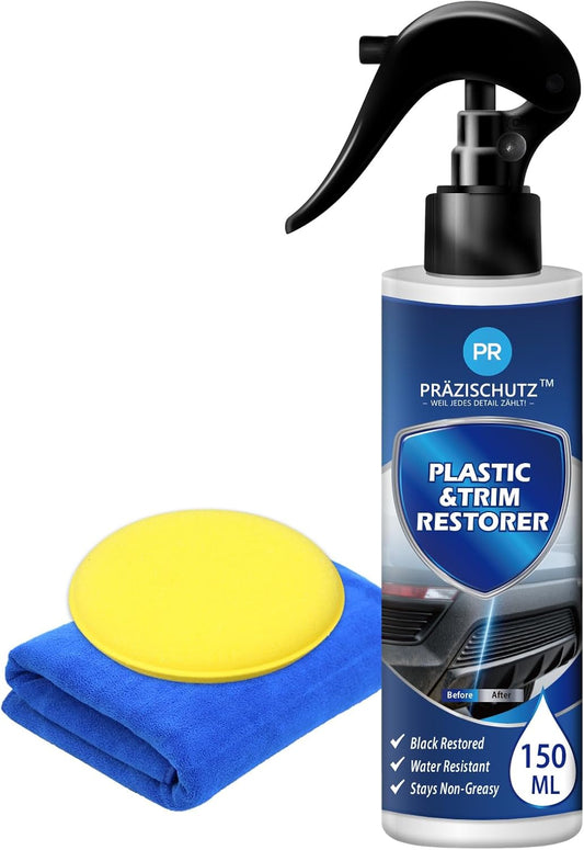 Plastic Restorer for Cars, Removes Yellowing & Dirt, Restores Shine & Gloss, Deep Nourishment & Long-Lasting Protection, Easy to Use, Affordable Automotive Plastic Care-150ml