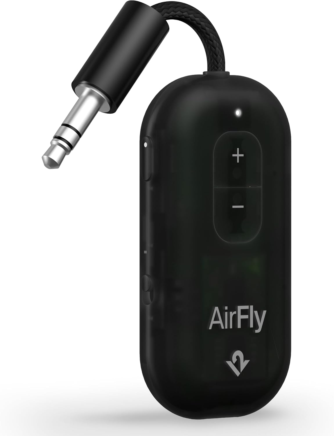 AirFly Pro 2 Deluxe – Bluetooth Adapter for Airplane, Pair 2 AirPods or Wireless Headphones – 3.5mm AUX Bluetooth Transmitter/Receiver for Cars, Boats, Treadmills, TVs – Airplane Travel Essentials