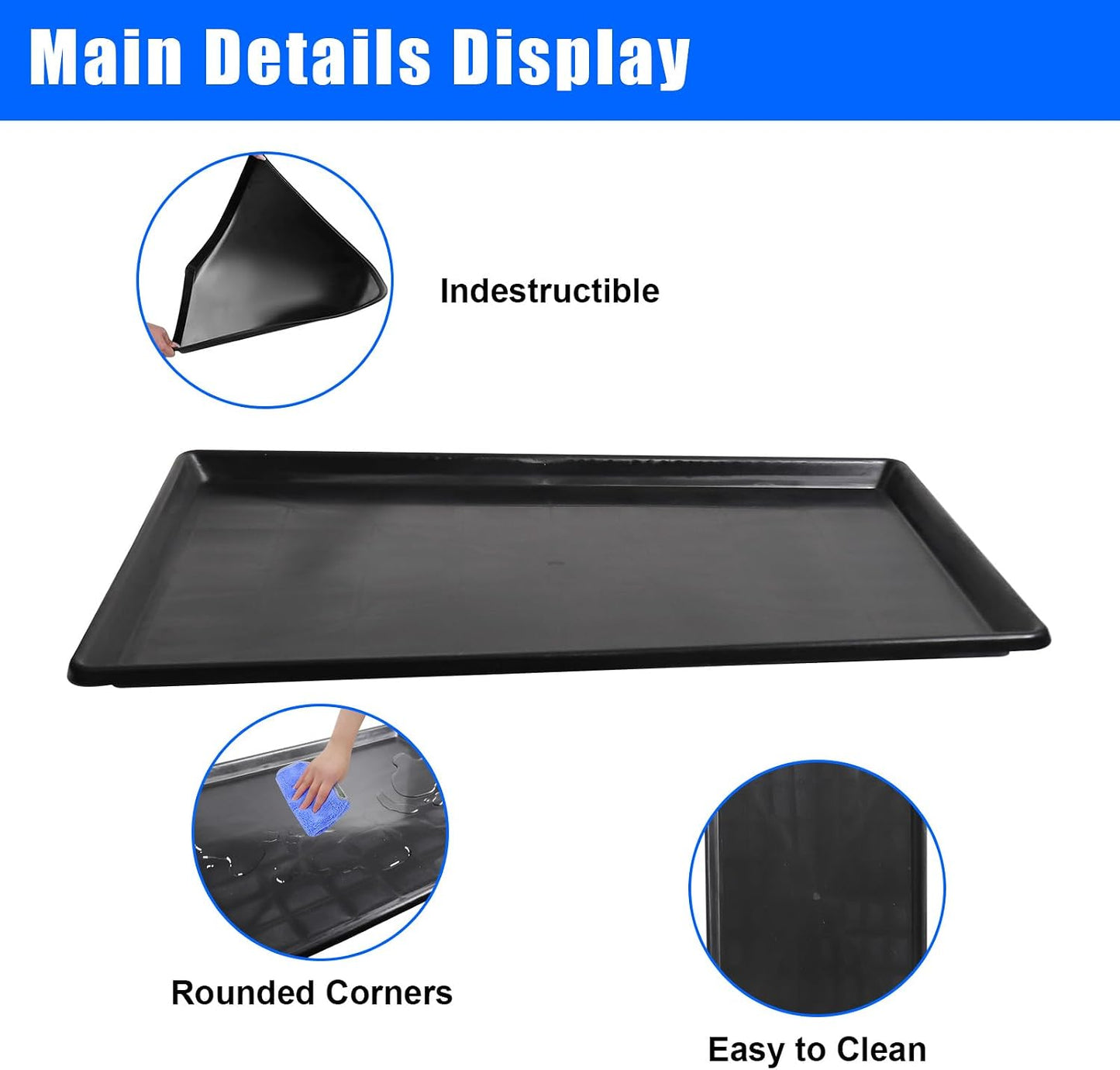 3 Pack Extra Large Oil Drip Pan, 35.4 x 24 x 1.6 in Oil Change Drain Pan, Plastic Oil Drip Tray for Under Car, Oil Catch Pan Tray for Garage, Fridges, Washing Machines, Cat Litter Box Bottom