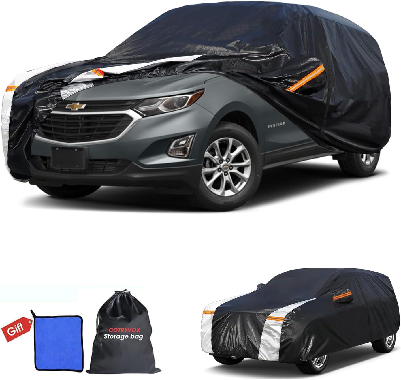 Large SUV Car Cover for Chevy Suburban 100% Waterproof All Weather, Heavy Duty Outdoor Full Exterior Covers Rain Sun Wind UV Protection. - Colors C