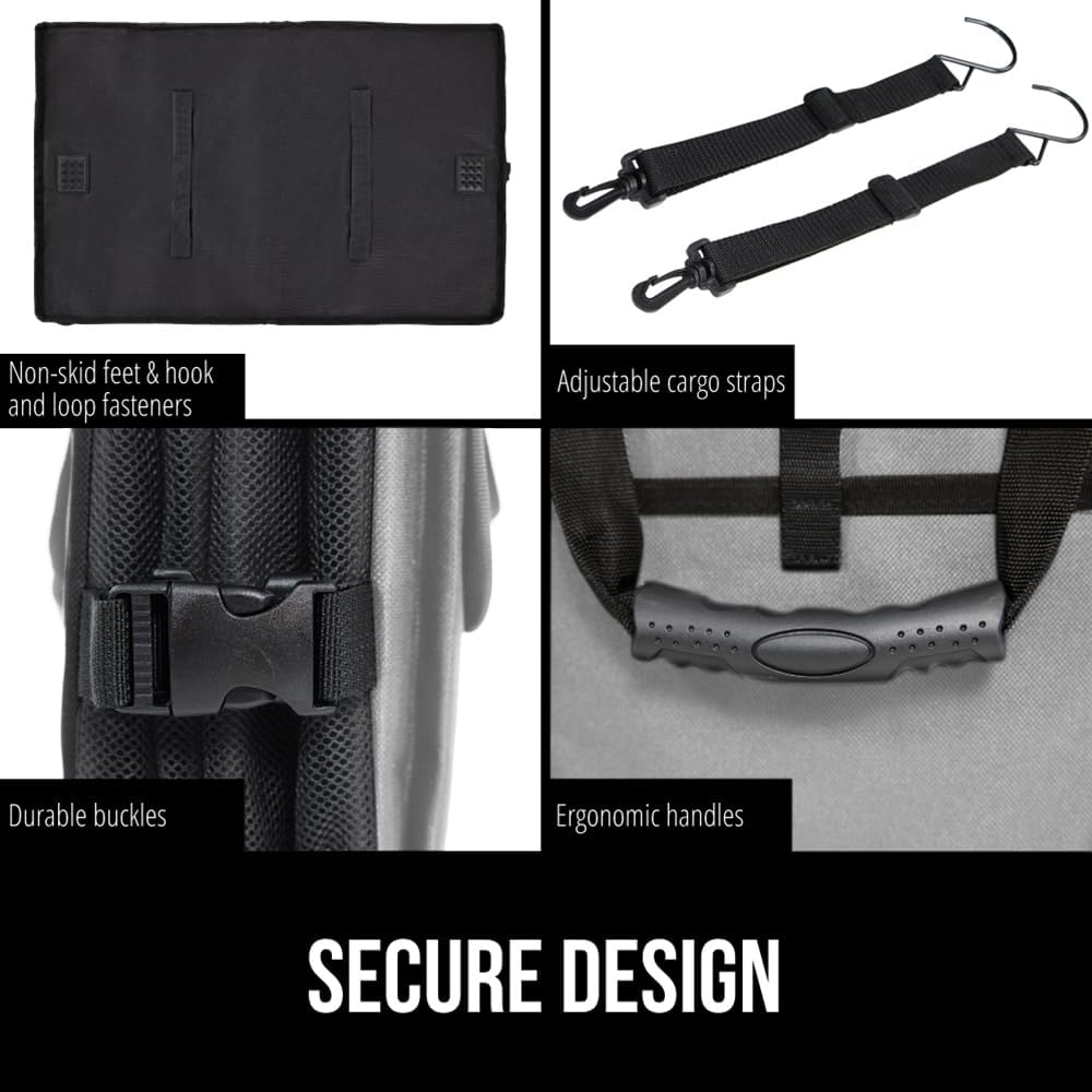 GORILLA GRIP Trunk Organizer for SUV and Cars, Large Capacity Collapsible Car Trunk Storage Organizer, Heavy Duty Car Accessories, Gifts for Mom and Dad, Slip & Water Resistant Multi Compartment Black